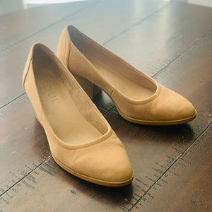 Naturalizer SOUL Sofie Leather Block Heel Pump - Tan Size 8M